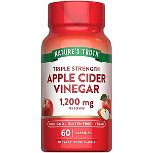 [Prime] 60-Count Nature's Truth Apple Cider Vinegar 1200mg Vegan Capsules $3.39 w/ S&S + Free Shipping