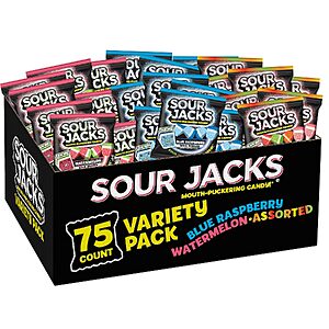 [Prime] 75-Count 0.5-Oz Sour Jacks Sour Gummy Wedges Variety Pack $10.07 w/ S&S + Free Shipping