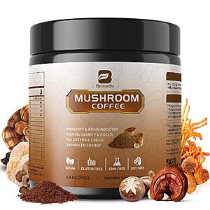 Mushroom Coffee - 10 Adaptogenic Mushroom Instant Coffee Powder, Low Roast $15.97