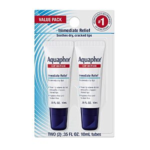 [Prime] 2-Pack 0.35-Oz Aquaphor Lip Repair Ointment $5.40 w/ S&S + Free Shipping