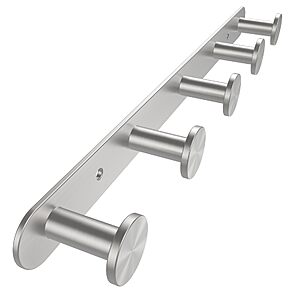 FORIOUS Hat Coat Rack Wall Mount, 5 Wall Hooks for Hanging Brushed Nickel - $12.95