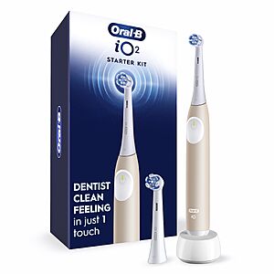 Oral-B Rechargeable Electric Toothbrush, iO2, 3 Cleaning Modes, Automatic Pressure Sensor to Protect Gums, Peach $44.99