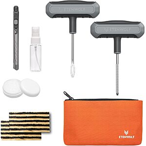 Prime Members: ETENWOLF Flat Tire Repair Kit with Plugs 16 Pcs, Heavy Duty Tire Plug Kit $9.48