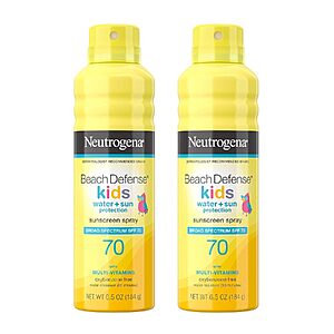 2-Pack 6.5-Oz Neutrogena Beach Defense Kids Sunscreen Spray SPF 70 $11.77 w/ S&S + Free Shipping w/ Prime or on $35+