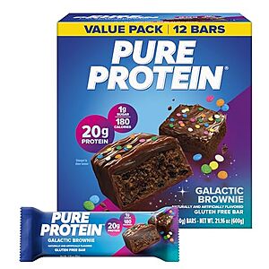 [SnS] $11.21 | 12-Pack 1.76-Oz Pure Protein Bars (Galactic Brownie) at Amazon