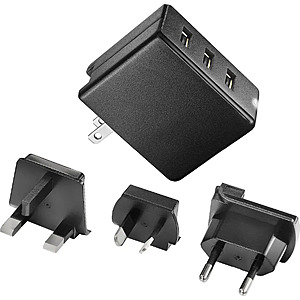 Insignia 30W Foldable 3 USB International EU/UK/AU Power Adapter Wall Charger (Black)  $7.99 + Free Shipping