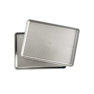 2 pack USA Pan Bakeware Half Sheet Pan 17.75"x12.75", Set of 2 Baking Sheets, Aluminized Steel