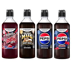 [Prime, SnS, AC] $15.99* | 4-Pack 14.9-Oz sodastream Drink Mix (Code Red, Mug Root, Pepsi & Pepsi Wild Cherry Zero) at Amazon