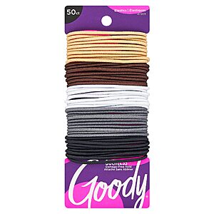 $3.32 S&S PRIME 100 ct Goody Ouchless Elastic Hair Ties -  Assorted Neutrals, 2MM Rubber Bands for Hair,