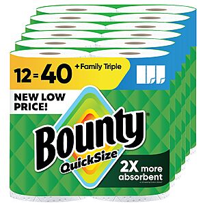 $27-99-31.99 FS for all customers S&S 15% off Q Bounty Quick-Size Paper Towels, White, 12 Family Triple = 40 Regular Rolls
