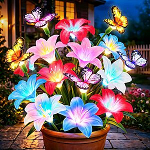 [Prime] Ahaorigin Solar 7-Color Changing Lily Flower Garden Lights: 4-Pack $13.96, 8-Pack $23.93 + Free Shipping