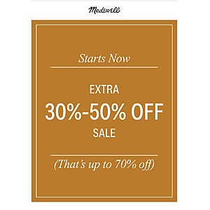 Madewell Extra 30 - 50% Off Sale