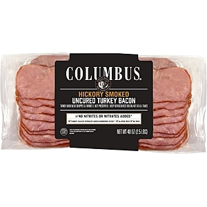 Columbus Uncured Turkey Bacon, Hickory Smoked, Sliced, 2.5 lbs YMMV $1.97