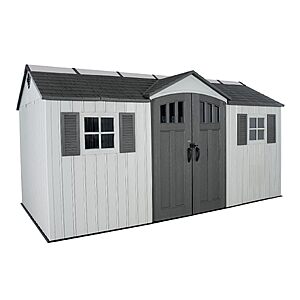 Lifetime Outdoor Storage Shed, 15x8 Ft, Gray, Resin Backyard Tool Shed with Lockable Doors and Weather-Resistant Panels $1824.99