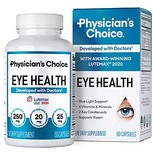 [Prime] 60-Count Physician's Choice Eye Health Supplement w/ Lutein, Zeaxanthin & Bilberry Extract $15.11 w/ S+S + Free Shipping
