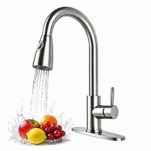 Prime, $21.24, Friho Kitchen Faucet with Pull Down Sprayer, Brushed Nickel