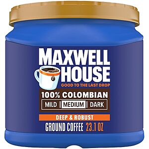[Prime] Maxwell House 100% Colombian Medium Roast Ground Coffee (23.1-Oz Canister) $8.74 w/ S&S + Free Shipping