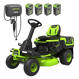 Greenworks 60V 30' Riding Lawn Mower (1.25 Acre, 16 HP Gas Equivalent, 6 MPH, Tow Up to 200 lbs.), (4) 8.0Ah Batteries (1,920 Wh Max) + Turbo Wall Charger $2999.99