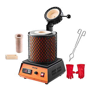VEVOR Electric Melting Furnace, 1350W, with 3kg Ceramic Crucible $145.58