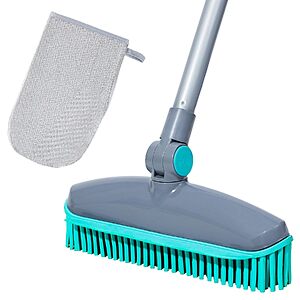 51" Homilifibra 180° Rotating Head Rubber Broom & Squeegee w/ Pet Hair Removal Gloves (Blue) $7.99 + Free Shipping w/ Prime or on $35+
