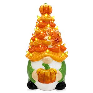 8.5" Hexagram Ceramic Light-Up Gnome Pumpkin Tree Tabletop $11.99 + Free Shipping w/ Prime or on $35+