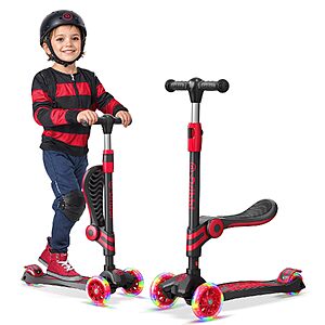 [Prime] 3-Wheel Dribbl Kids Scooter w/ Adjustable Seat & Light-Up Wheels (Black & Red) $26.39 + Free Shipping