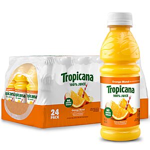 [S&S] Tropicana 100% Juice Orange Blend, Single Serve, 10 fl oz Bottles (Pack of 24) - Real Fruit Juice, Vitamin C Rich, No Added Sugars, No Artificial Flavors $12.77