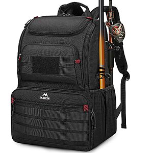 [Prime] Matein Fishing Tackle Backpack w/ Insulated Cooler Compartment & Rod Holders (Black) $24.12 + Free Shipping