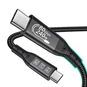 [Prime] 3.3-Ft OCEEK Thunderbolt 5 240W 120Gbps USB-C Cable $6.64 + Free Shipping