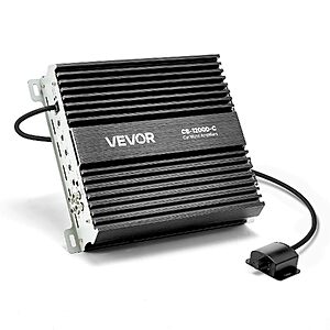 VEVOR 1200W RMS Class D Monoblock Car Amplifier w/ Remote Subwoofer Level Control $56.44 + Free Shipping