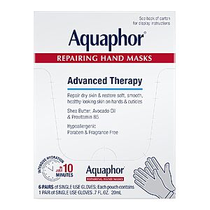 [Prime] 6-Count Aquaphor Advanced Therapy Repairing Hand Masks $18.57 w/ S&S + Free Shipping