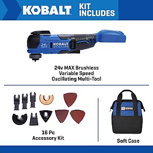 Kobalt 24V Brushless Cordless Oscillating Multi-Tool 17-Piece Kit w/ Soft Case (KMT) $79.00 + Free Shipping