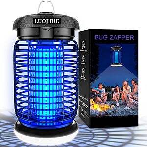 Prime- LUOJIBIE Bug Zapper Outdoor, Electric Mosquito Killer Fly Trap with UV/LED Light, 4200V High Voltage Waterproof Flying Insect Zapper $24.69