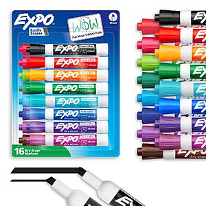 [Prime] 16-Count EXPO Low Odor Chisel Tip Dry Erase Markers, Assorted Colors $8.54 ($0.53 Each) w/ S&S + Free Shipping
