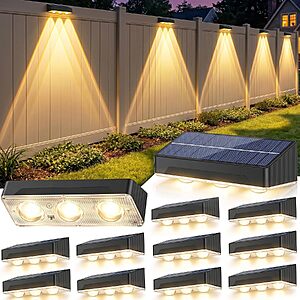 [Prime] 24-Pack SenLuKit Solar Fence Lights w/ 3-LED Spot Lens & 7 Modes $25.39 + Free Shipping