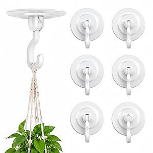 6-Count Keno 360° Swivel Adhesive Ceiling Hooks (White) $7.97 ($1.32 each) + Free Shipping w/ Prime or on $35+