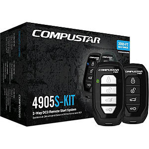 Compustar - CS4905S-KIT 2-Way Remote Car Starter System, 3,000-ft Range, 4-Button Remote, Basic Installation Included - Black $399.99 Bestbuy.com