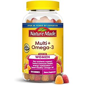 [SnS, AC] $5.77 | 150-Count Nature Made Womens Gummy Multivitamins with Omega-3 (Strawberry Lemon & Orange, 75 Day Supply) at Amazon