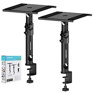 Vondynote Desk Clamp Monitor Speaker Stands w/ Cable Management & Metal Collar (1 Pair, Black) $15.99 + Free Shipping w/ Prime or on $35+
