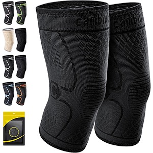 2-Pack CAMBIVO Knee Braces Compression Sleeves (Black, All Sizes) $8 + Free Shipping w/ Prime