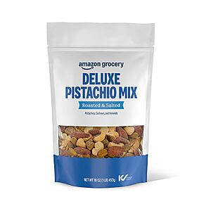 Amazon Grocery, Deluxe Pistachio Mix, Roasted & Salted, 16 Oz (Previously Happy Belly, Packaging May Vary)~$6.35 After Coupon & S&S @ Amazon~Buy 4 & Save More!