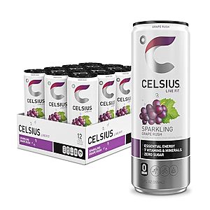 [Prime, SnS] $12.61* | 12-Pack 12-Oz CELSIUS Functional Essential Energy Drink (Grape Rush) at Amazon ($1.05 each)