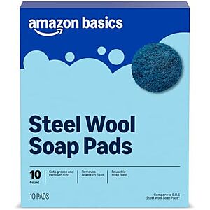10-Count Amazon Basics Steel Wool Soap Pads $1.70 + Free Shipping w/ Prime or on orders over $35