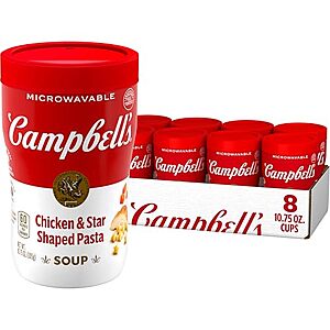 [Prime, SnS, AC] $9.41 | 8-Pack 10.75-Oz Campbell's Microwavable Sipping Soup (Chicken Soup & Star Shaped Pasta) at Amazon