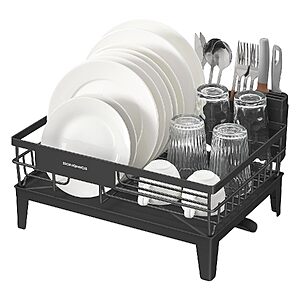 [Prime] SONGMICS Dish Drying Rack w/ Drainboard & Cutlery Holder (Ink Black) $15.98 + Free Shipping