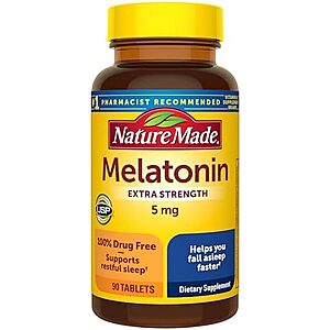 [SnS, AC] $2.88 | 90-Count Nature Made Melatonin 5mg Extra Strength Sleep Supplement Tablets (90 Day Supply) at Amazon