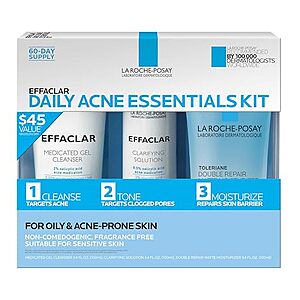 [AC] $20.99 | La Roche-Posay Effaclar Daily Acne Kit with Cleanser, Toner & Moisturizer at Amazon