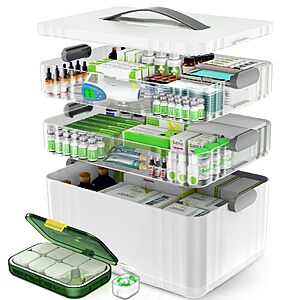 3-Tier ARSTPEOE Portable Medicine Organizer Cabinet w/ Handle (White) $16.99 + Free Shipping w/ Prime or on $35+