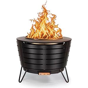 $198.99* | TIKI Patio Smokeless Fire Pit, 25 in Wood Burning Fire Pit with Cover at Amazon