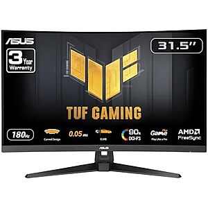 $181.06* | ASUS TUF Gaming VG32WQ3B 32 Inch 1440p 180Hz HDR Curved Gaming Monitor at Amazon